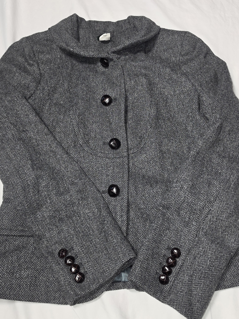 J. Crew Women's Gray Herringbone Blazer with Detail Buttons